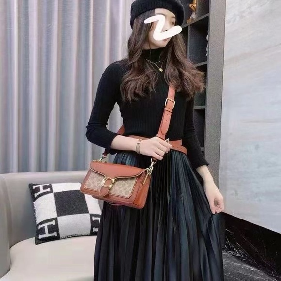 ❤️ Coach Tabby 6793 Shoulder Bag 26 Beige In Signature Canvas With Beadchain - Picture 7 of 7